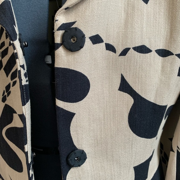 Vintage Semantiks Linen Viscose Graphic Print Jacket, Sz 12; 3/4 length sleeves - Picture 3 of 4